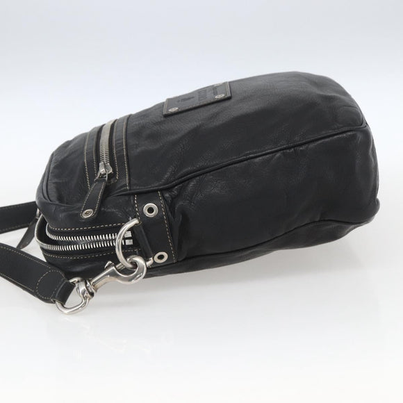 GUCCI Shoulder Bag Leather Black Silver 201451 Auth bs32431