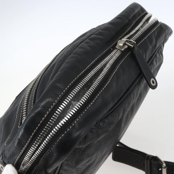 GUCCI Shoulder Bag Leather Black Silver 201451 Auth bs32431