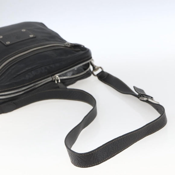 GUCCI Shoulder Bag Leather Black Silver 201451 Auth bs32431
