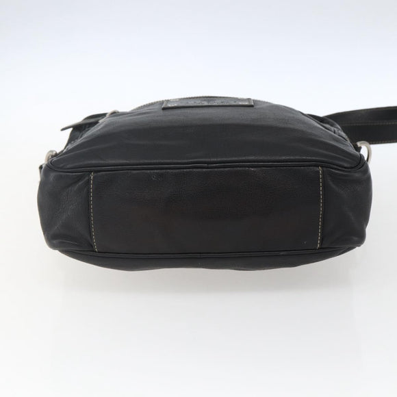 GUCCI Shoulder Bag Leather Black Silver 201451 Auth bs32431