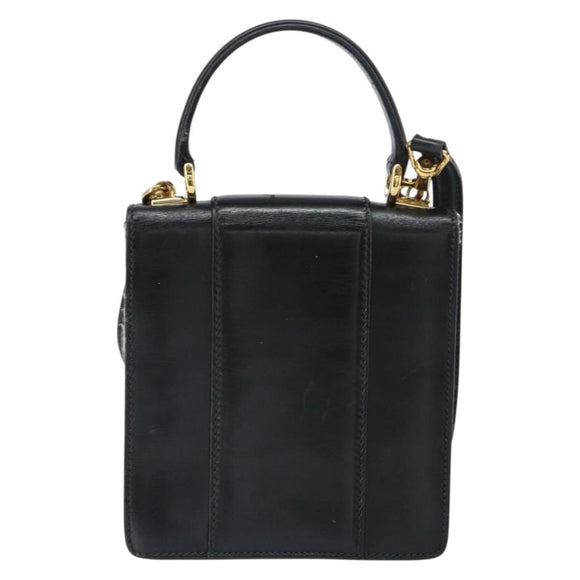 GUCCI Bamboo Hand Bag Leather 2way Black Gold 001 2058 1638 0 Auth bs32435