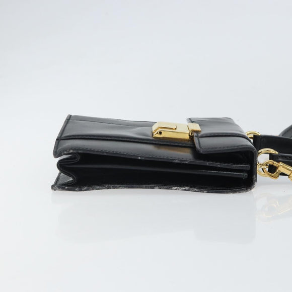 GUCCI Bamboo Hand Bag Leather 2way Black Gold 001 2058 1638 0 Auth bs32435