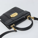GUCCI Bamboo Hand Bag Leather 2way Black Gold 001 2058 1638 0 Auth bs32435-6