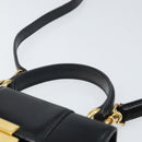 GUCCI Bamboo Hand Bag Leather 2way Black Gold 001 2058 1638 0 Auth bs32435-8