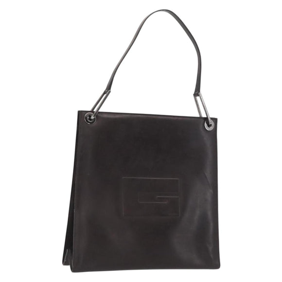 GUCCI Shoulder Bag Patent leather Brown Silver Auth bs32436