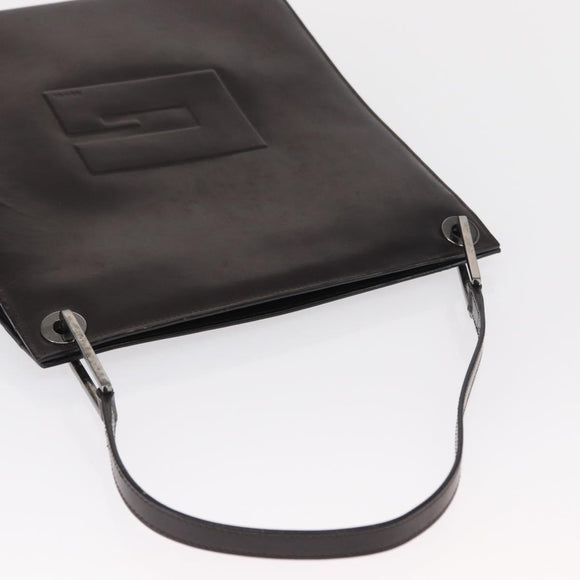 GUCCI Shoulder Bag Patent leather Brown Silver Auth bs32436