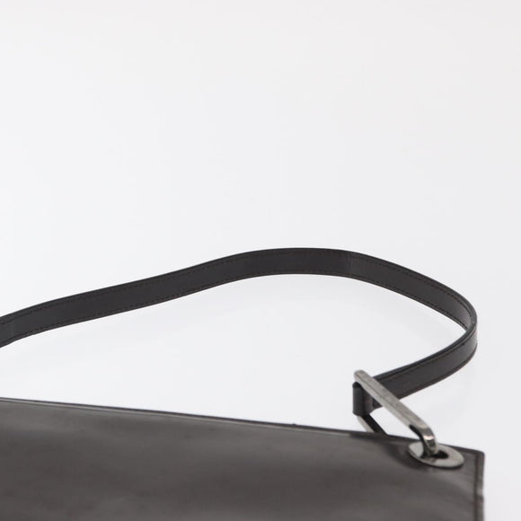 GUCCI Shoulder Bag Patent leather Brown Silver Auth bs32436
