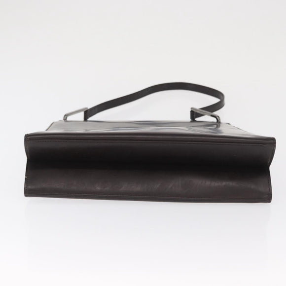 GUCCI Shoulder Bag Patent leather Brown Silver Auth bs32436