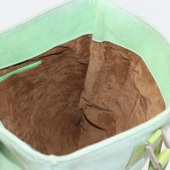 LOEWE Hand Bag Suede Green Silver Auth bs32439