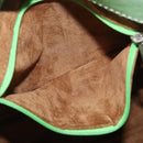 LOEWE Hand Bag Suede Green Silver Auth bs32439-20