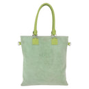 LOEWE Hand Bag Suede Green Silver Auth bs32439-13
