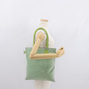 LOEWE Hand Bag Suede Green Silver Auth bs32439-21