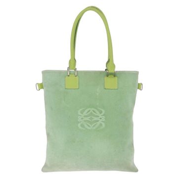 LOEWE Hand Bag Suede Green Silver Auth bs32439 - 0