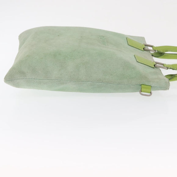 LOEWE Hand Bag Suede Green Silver Auth bs32439