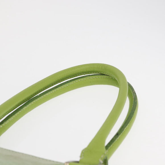 LOEWE Hand Bag Suede Green Silver Auth bs32439