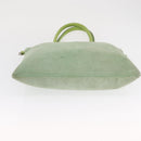 LOEWE Hand Bag Suede Green Silver Auth bs32439-5