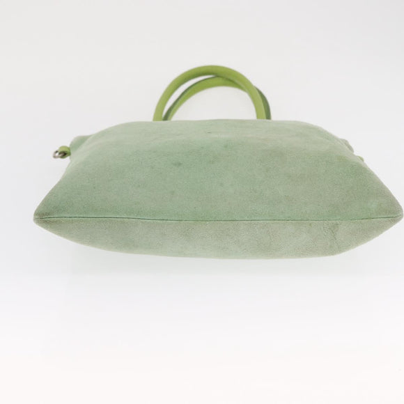 LOEWE Hand Bag Suede Green Silver Auth bs32439