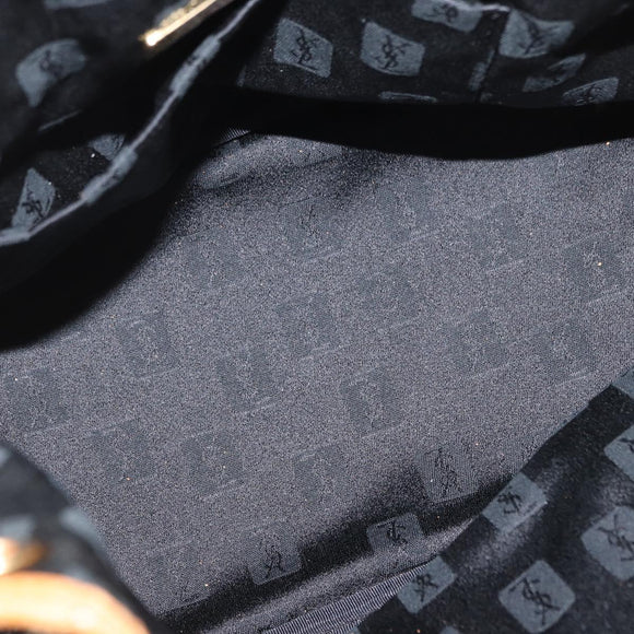 SAINT LAURENT Shoulder Bag Coated Canvas Black Gold Auth bs32440
