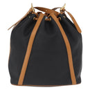 SAINT LAURENT Shoulder Bag Coated Canvas Black Gold Auth bs32440-2