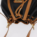 SAINT LAURENT Shoulder Bag Coated Canvas Black Gold Auth bs32440-6