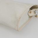 SAINT LAURENT Clutch Bag Coated Canvas White Gold Auth bs32442-10