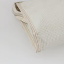 SAINT LAURENT Clutch Bag Coated Canvas White Gold Auth bs32442-11