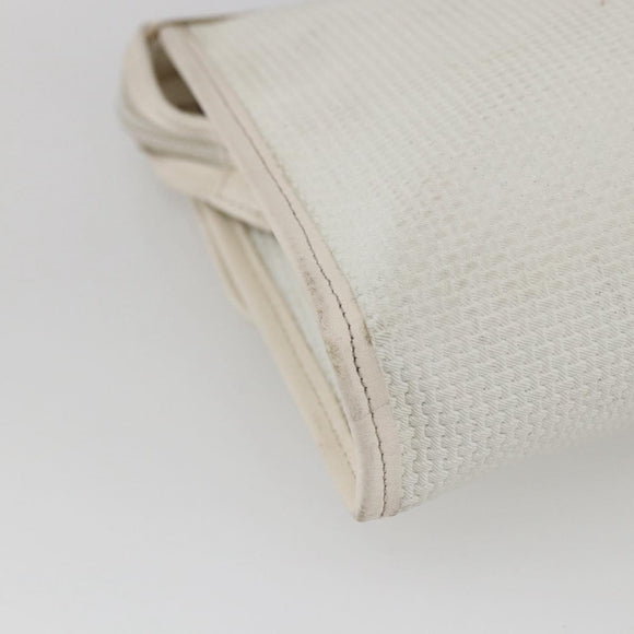 SAINT LAURENT Clutch Bag Coated Canvas White Gold Auth bs32442