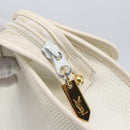 SAINT LAURENT Clutch Bag Coated Canvas White Gold Auth bs32442-12