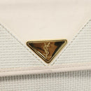 SAINT LAURENT Clutch Bag Coated Canvas White Gold Auth bs32442-13
