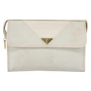 SAINT LAURENT Clutch Bag Coated Canvas White Gold Auth bs32442-2