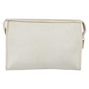 SAINT LAURENT Clutch Bag Coated Canvas White Gold Auth bs32442-3