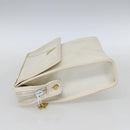 SAINT LAURENT Clutch Bag Coated Canvas White Gold Auth bs32442-4