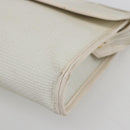 SAINT LAURENT Clutch Bag Coated Canvas White Gold Auth bs32442-8