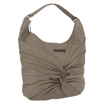 BURBERRY Shoulder Bag Leather Brown Silver Auth bs32445