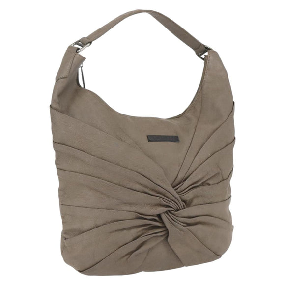 BURBERRY Shoulder Bag Leather Brown Silver Auth bs32445