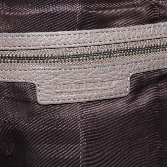 BURBERRY Shoulder Bag Leather Brown Silver Auth bs32445
