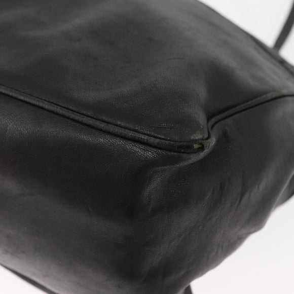 LOEWE Shoulder Bag Leather Black Gold Auth bs32447