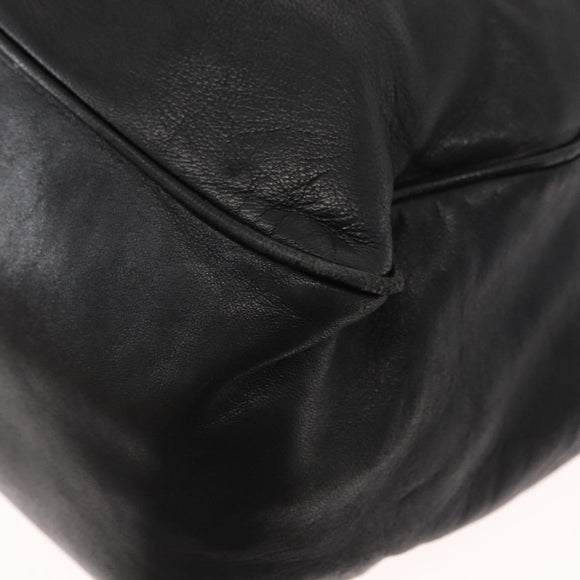 LOEWE Shoulder Bag Leather Black Gold Auth bs32447