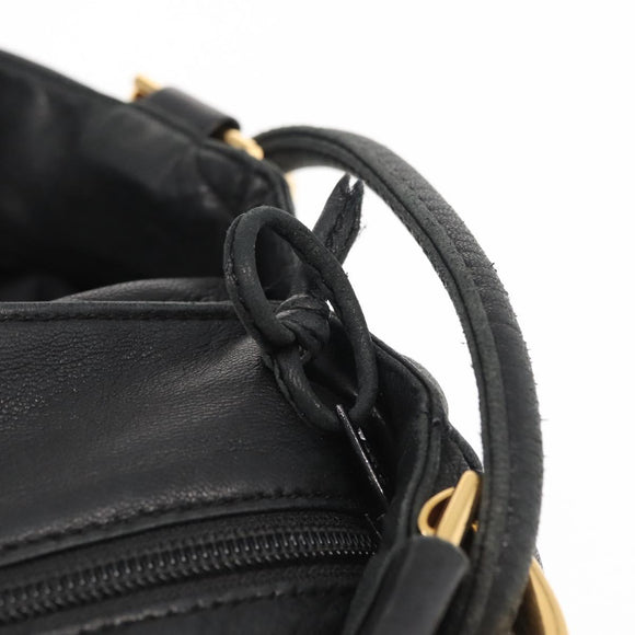 LOEWE Shoulder Bag Leather Black Gold Auth bs32447
