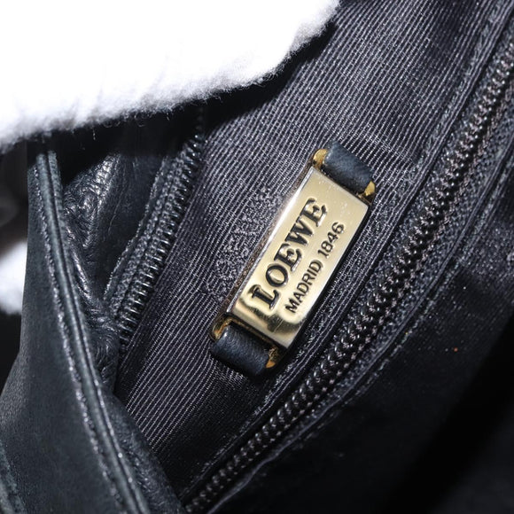 LOEWE Shoulder Bag Leather Black Gold Auth bs32447