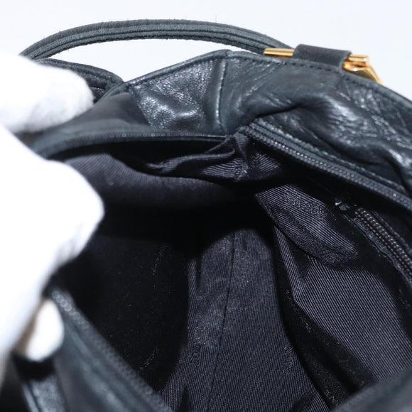 LOEWE Shoulder Bag Leather Black Gold Auth bs32447