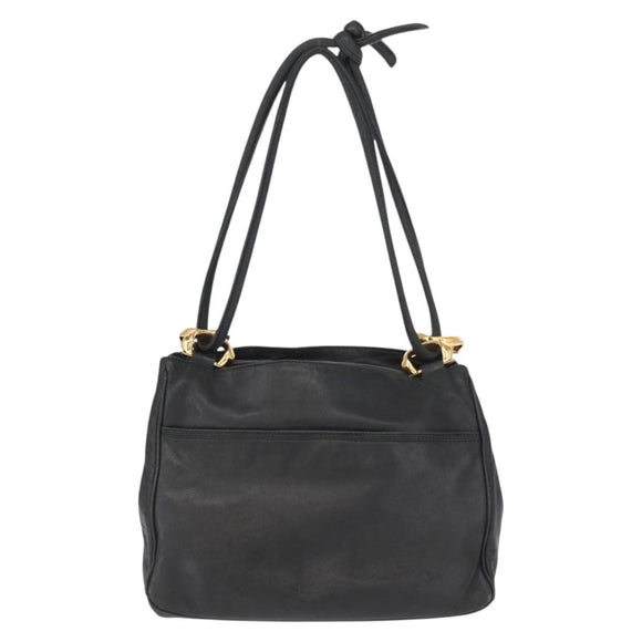 LOEWE Shoulder Bag Leather Black Gold Auth bs32447