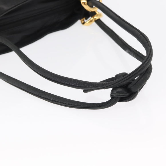 LOEWE Shoulder Bag Leather Black Gold Auth bs32447
