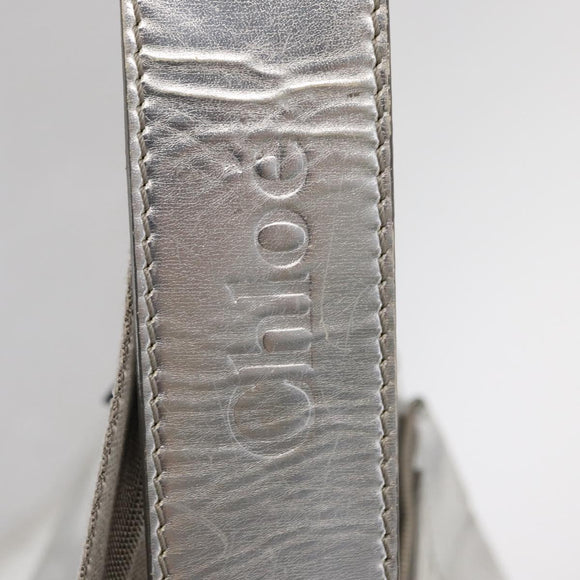 Chloe Tote Bag Leather Silver Auth bs32448