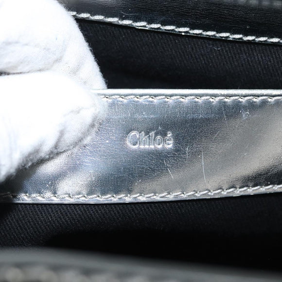 Chloe Tote Bag Leather Silver Auth bs32448