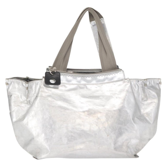 Chloe Tote Bag Leather Silver Auth bs32448