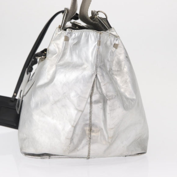 Chloe Tote Bag Leather Silver Auth bs32448