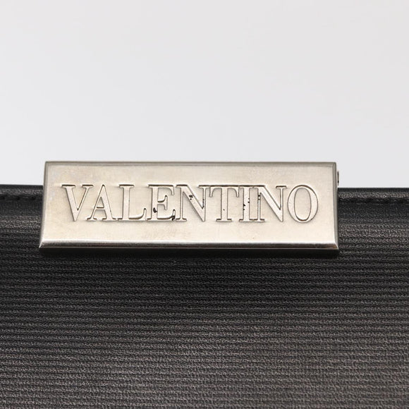 VALENTINO Hand Bag Leather Black Gold Auth bs32449