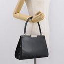 VALENTINO Hand Bag Leather Black Gold Auth bs32449-22