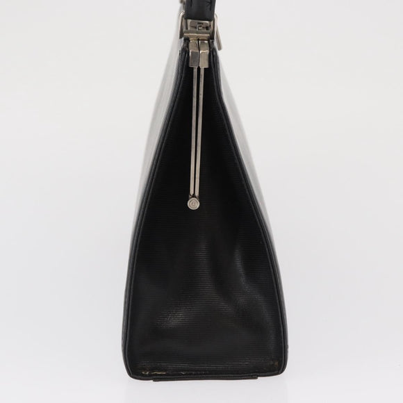VALENTINO Hand Bag Leather Black Gold Auth bs32449